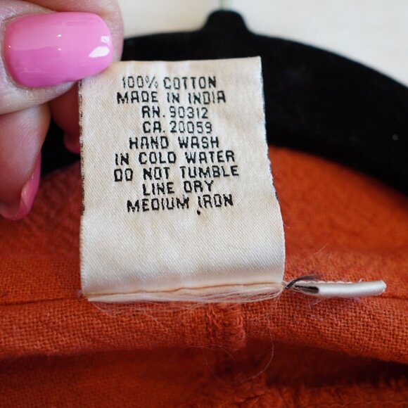 Parsley & Sage Rust Orange Embroidered Button Down Blouse Boho Western Long Slee - Picture 12 of 12